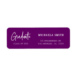 Elegant Purple Script Graduation Return Address la Return Address Label