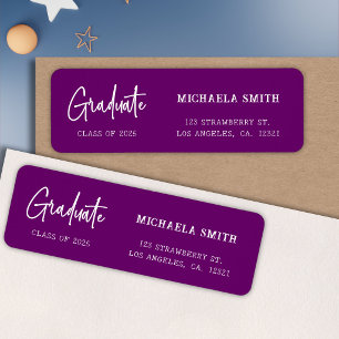 Elegant Purple Script Graduation Return Address Label