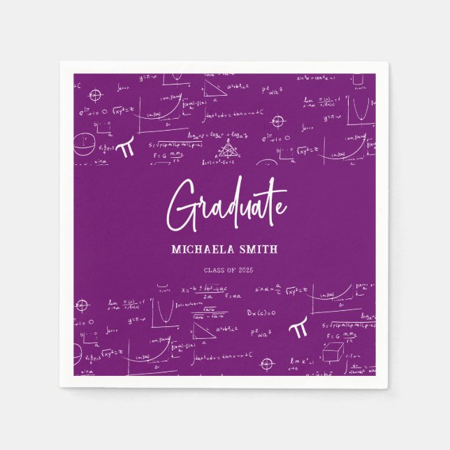 Elegant Purple Script Math Graduate Napkin (Front)