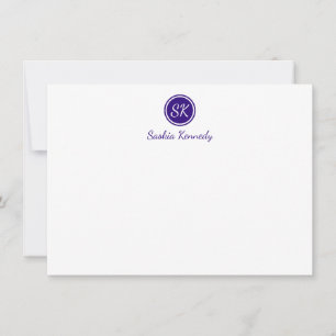 Elegant Purple Script Monogram Professional Card