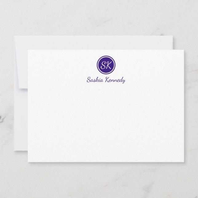 Elegant Purple Script Monogram Professional Card (Front)