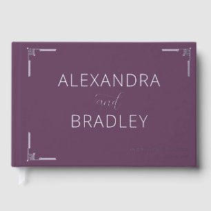 Elegant Purple Scrollwork Guest Book