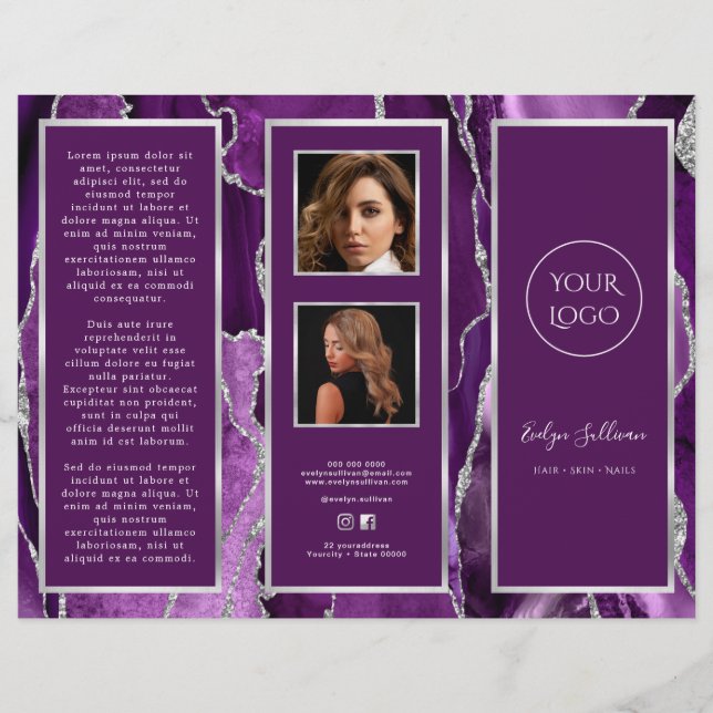 Elegant Purple Silver Agate Brochure (Front)