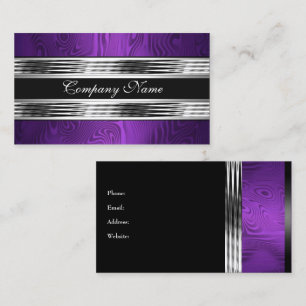 Elegant Purple Silver Black 2 Business Card