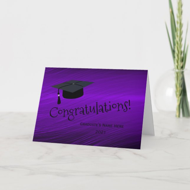 Elegant Purple Silver Congratulations Graduation Card (Front)