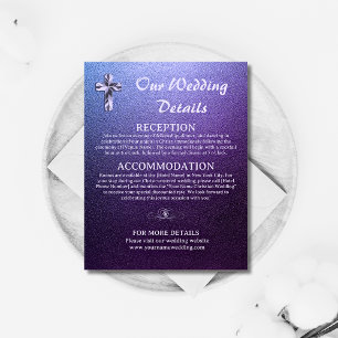 Elegant Purple & Silver Glitter Christian Details  Enclosure Card