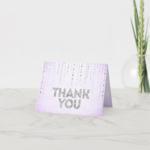 Elegant Purple & Silver Glitter Thank You Card