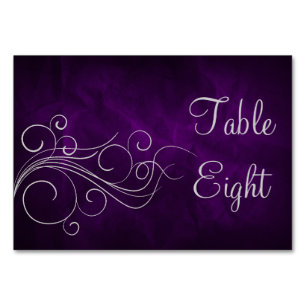 Elegant Purple Silver Swirl Table Number