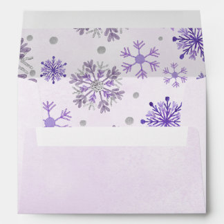 Elegant Purple Snowflakes Winter Wedding Envelope