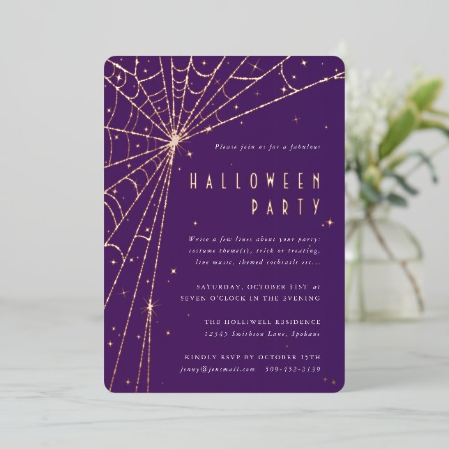 Elegant Purple Spider Web Halloween Party (Standing Front)