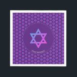 Elegant Purple | STAR OF DAVID Paper Napkin<br><div class="desc">Elegant purple STAR OF DAVID Paper Napkins, showing colourful Magen David in a tiled pattern. At the centre, there is an image of a larger Star of David. Underneath, the text reads CHAG SAMEACH. This is also customisable so you can add your greeting and/or name, etc. This is a minimalist,...</div>