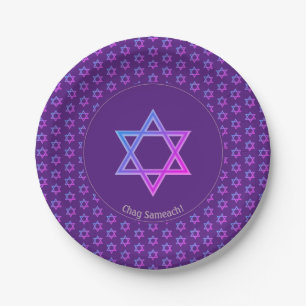 Elegant Purple   STAR OF DAVID Paper Plate