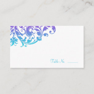 Elegant Purple Teal Flourish Place Cards