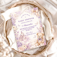 Elegant Purple Teddy Bear Baby Shower