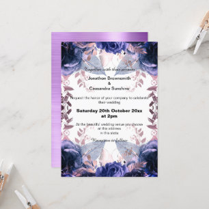 ELEGANT PURPLE TEXTURE FLORAL WEDDING INVITATION