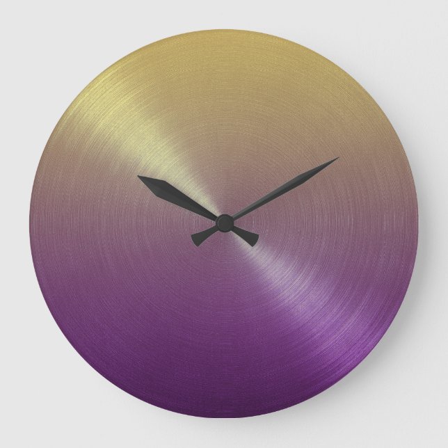 Elegant Purple to Gold Ombre Gradient Large Clock (Front)
