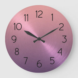 Elegant Purple to Pink Ombre Gradient Large Clock