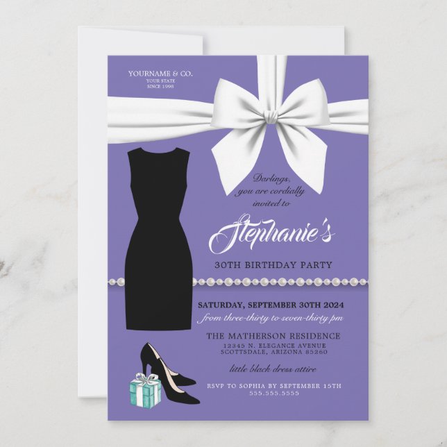Elegant Purple Trendy Tiffany Birthday Invitation (Front)