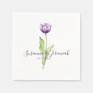 Elegant Purple Tulip Wedding Reception Napkin