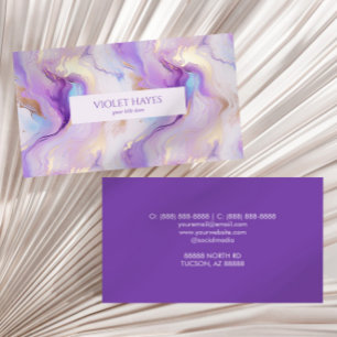 Elegant Purple & Turquoise Marble Custom Business Card
