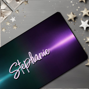 Elegant purple turquoise ombré monogram  desk mat