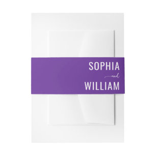 Elegant Purple Typographic Names Invitation Belly Band