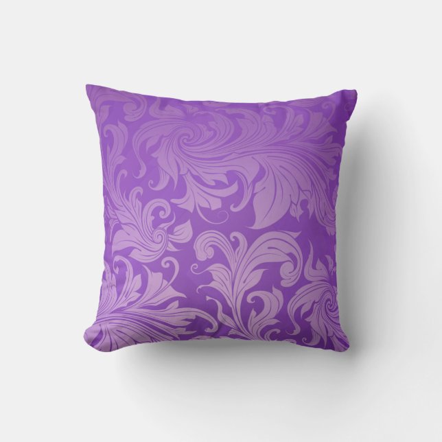 elegant, purple ,vintage, floral ,damask,beautiful cushion (Front)