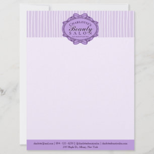 Elegant Purple Vintage Frame Beauty Salon Custom Letterhead