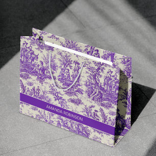 Elegant Purple Vintage Toile de Jouy Scenic Large Gift Bag