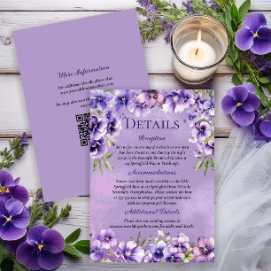 Elegant Purple Violets 40th Anniversary Details Invitation