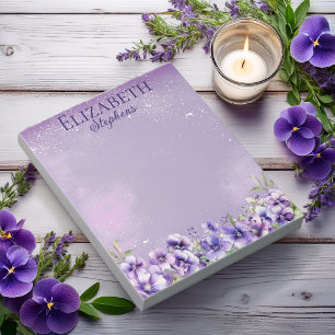 Elegant Purple Violets Boho Floral - Name Notepad