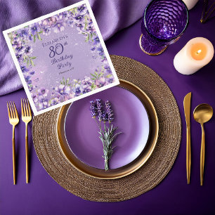 Elegant Purple Violets Floral 80th Birthday Party  Napkin