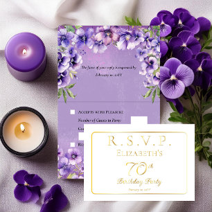 Elegant Purple Violets Floral Birthday Party RSVP Foil Card