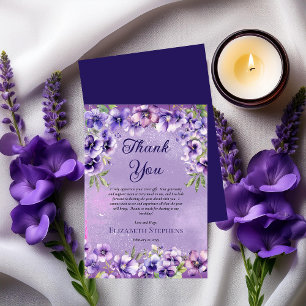 Elegant Purple Violets Floral Birthday Party  Thank You Card