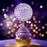 Elegant Purple Violets Floral Happy 80th Birthday Classic Round Sticker<br><div class="desc">Elegant purple violets floral design "Happy 80th Birthday" design featuring a floral top and bottom swag of violets on a distressed violet and white stardust background.</div>