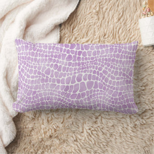 Elegant Purple Watercolor Crocodile Skin Pattern Lumbar Cushion
