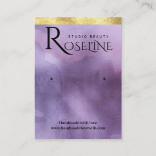 Elegant Purple Watercolor Earring Display Business Card