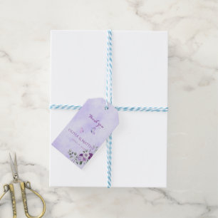 Elegant Purple Watercolor Floral Gift Tags