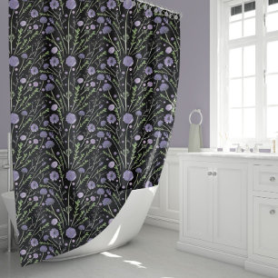 Elegant Purple Watercolor Floral Shower Curtain
