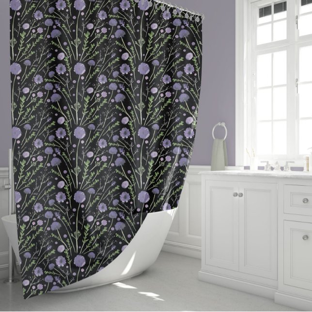 Elegant Purple Watercolor Floral Shower Curtain (Elegant Purple Watercolor Floral Shower Curtain from Studio Posies.)