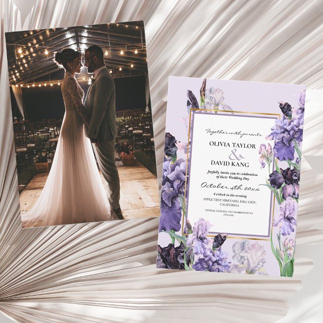 Elegant Purple Watercolor Floral Wedding   Invitation (Creator Uploaded)
