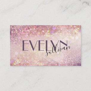 elegant purple watercolor glitter business card
