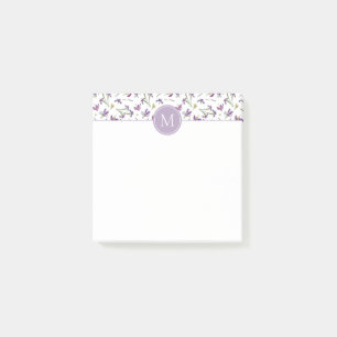 Elegant Purple Watercolor Irises 3" x 3" Monogram Post-it Notes