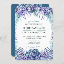 Elegant Purple Watercolor Succulent Floral Wedding