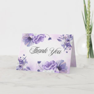Elegant Purple Watercolor wedding Thank You Card