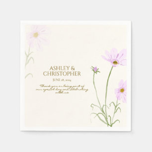 Elegant Purple Watercolor Wildflower Wedding Napkin