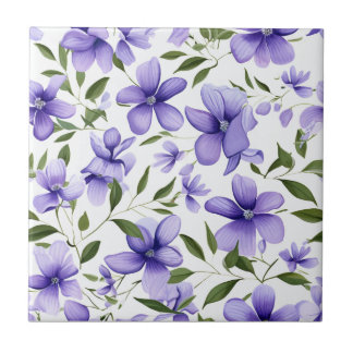 Elegant purple watercolor wisteria blue floral  ceramic tile