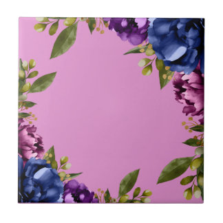 Elegant purple watercolor wisteria blue floral  ceramic tile