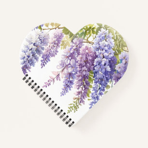Elegant purple watercolor wisteria purple floral notebook