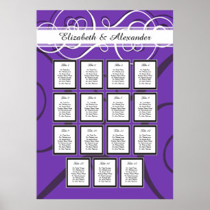Elegant Purple Wedding 15 Table Seating Chart